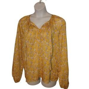 Carolina Belle Montreal Yellow Floral Blouse XL